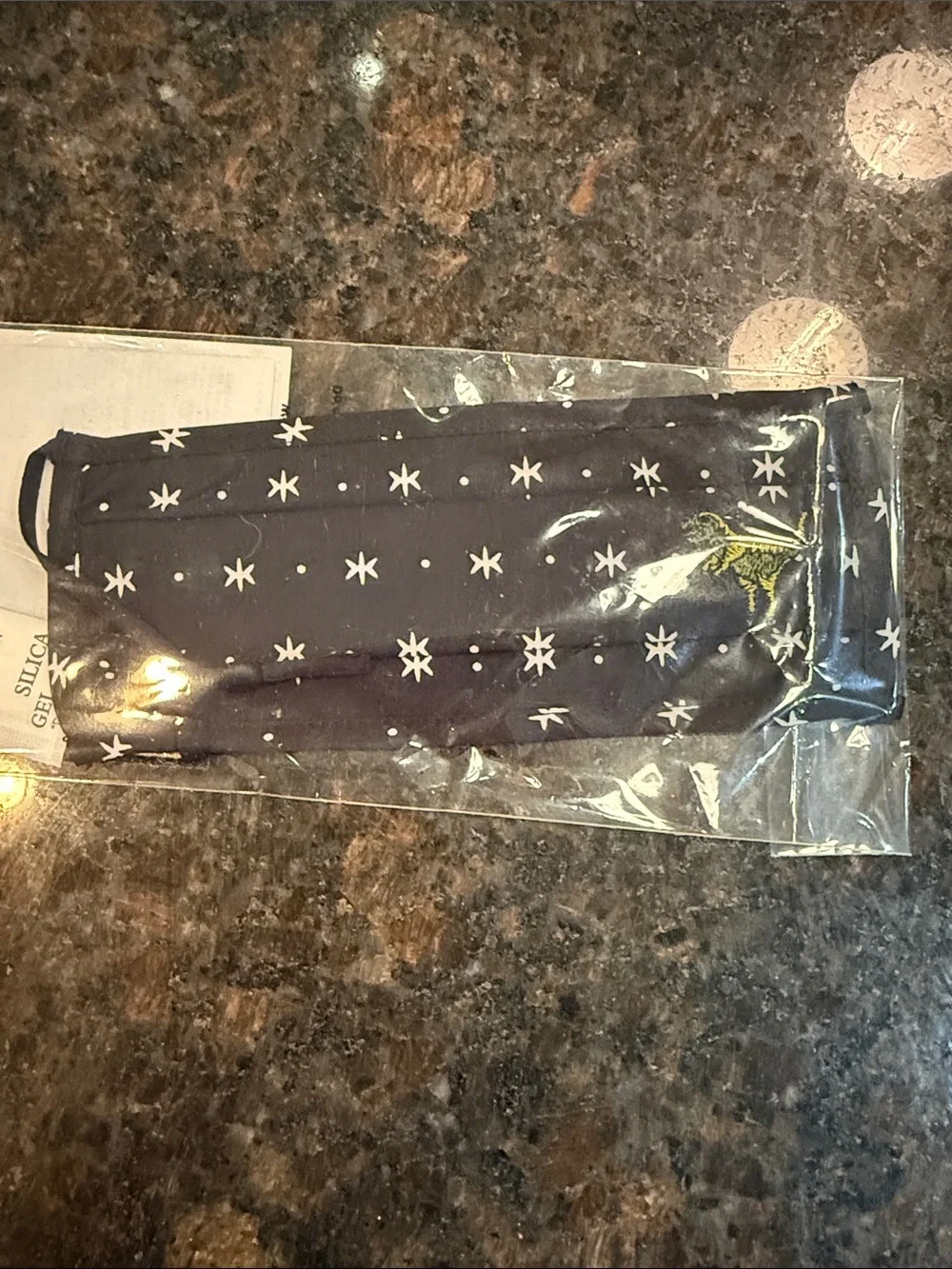 Coach Black Star-Pattern Face Mask with Yellow Wild Rexy Embroidery